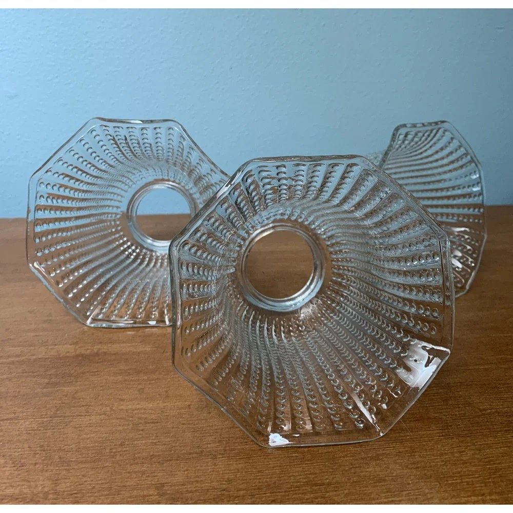 Clear Hobnail Bead Ribbed Glass Light Shade Ceiling Fan Octagon 2